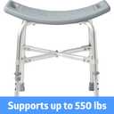 Medline Heavy Duty Shower Chair Bath Bench Without Back, Bariatric Bath Chair Supports up to 550 Lbs