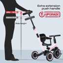 newyoo Toddler Tricycle,Toddler Bike,Birthday Gifts and Toys for 1-3 Year Old Boys and Girls, Trike with Push Handle, Backrest and Safety Belt, Balance Bike, TR007, Pink