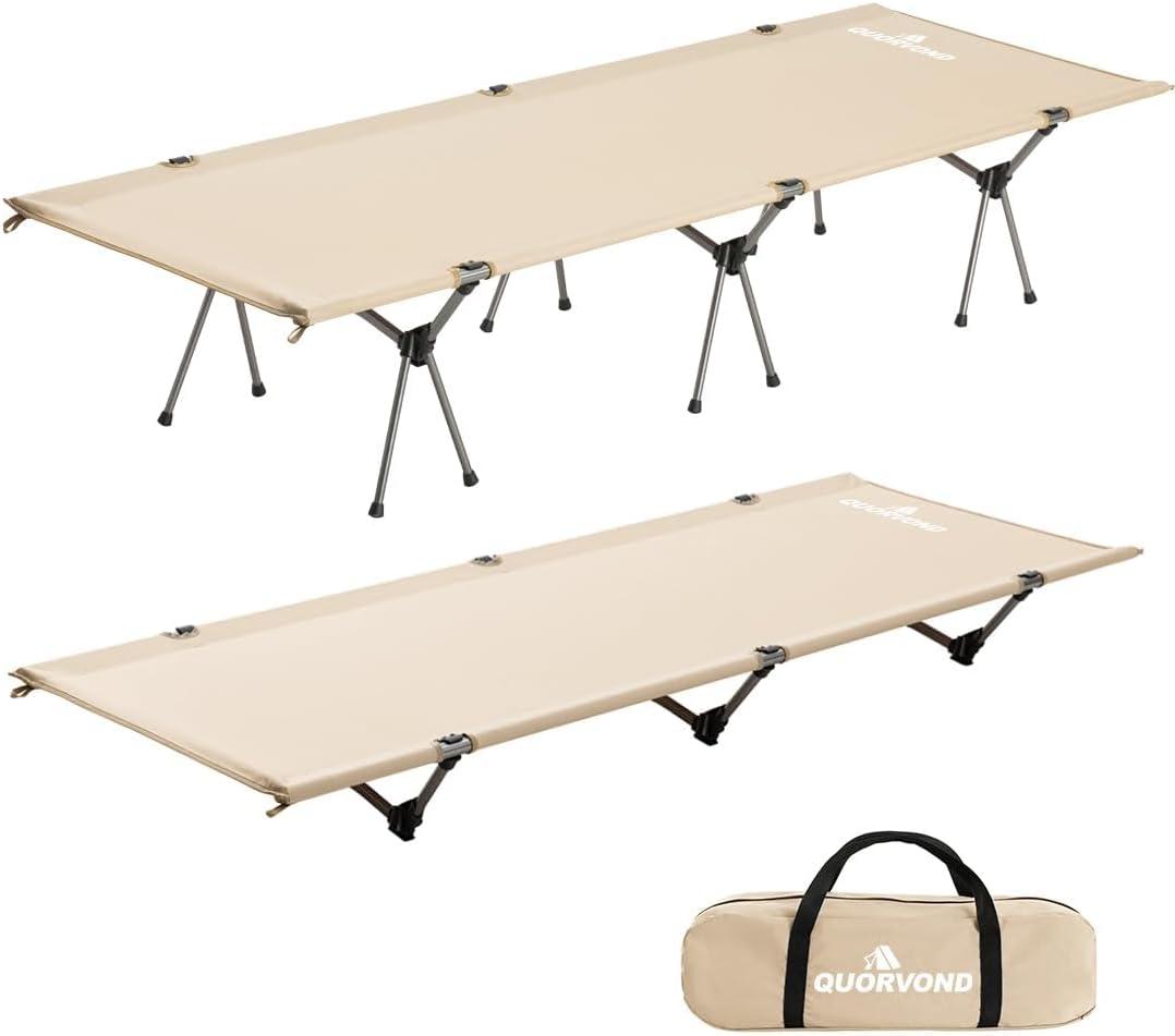 Adjustable Camping Cot for Adults – Ultralight Folding Bed, Heavy Duty 330lbs, Portable Outdoor Backpacking Cot for Camping, Hiking, Travel, Tent, Beach, Truck, Office Nap, Khaki