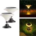 Solar Table Lights Outdoor, 2 Pack Classic Martini-Shaped Lanterns with Base & Ground Stakes, Waterproof LED Solar Powered Decorative Lights for Patio Table Garden Path (Warm White)