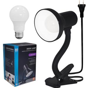 Xtricity LED Desk Light, 360 Adjustable Gooseneck, Home and Office Lamp with 7W A19 Bulb, 120V, On/Off Switch, 14 Height - Reading Lamps for Bedside Table, College Dorm (Black Finish)