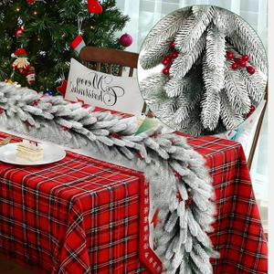 9 FT by 12 Inch Christmas Garland Decorations Realistic-Feel PE Xmas Garland with Thicker Lifelike 270 Branches Tips for Fireplace Door Stairs Home Outdoor Decor (White)