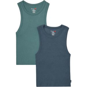 Hanes Womens Originals Racerback Crop Tank, 2-Pack, Comfywear Supersoft Rib Cropped Tank Top Loungewear Pack (XX-Large, Stargazer Grey/Faded Sage Green)