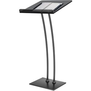 Acrylic Podium Lectern with Iron Stable Bottom, Pulpits for Churches with 10MM Thickened Acrylic Countertop, Multi Function Pulpit for Modern Classroom Music Concert Wedding Conference Event (Black)