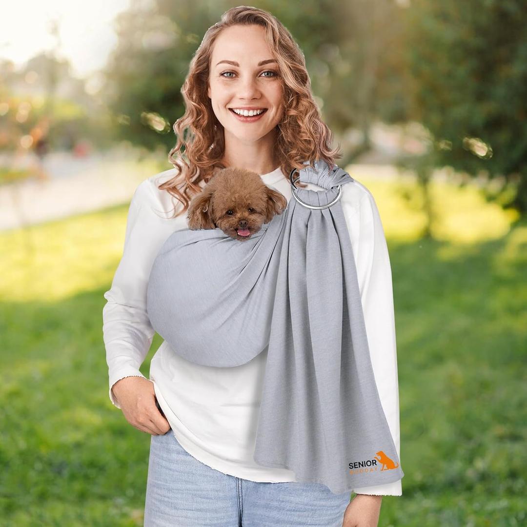 Dog Sling Carrier for Small Dogs,Carrying Wrap Anti-Anxiety Cat Sling,Adjustable Pet Sling(Light Gray)