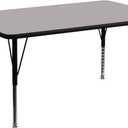 Flash Furniture Wren 24''W x 48''L Rectangular Grey HP Laminate Activity Table - Height Adjustable Short Legs