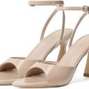 Susanny High Heels for Women Pointed Open Toe Strappy Chunky Block Heels Ankle Strap Stiletto Kitten Heeled Sandals Wedding Bridal Party Prom Sexy Dress Shoes, Size 8.5