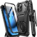 i-Blason Armorbox for iPhone 14 Pro Max Case with Stand [Built-in Screen Protector] [Military-Grade Protection] Full-Body Rugged Protective Bumper Case with Kickstand & Belt Clip Holster (Black)