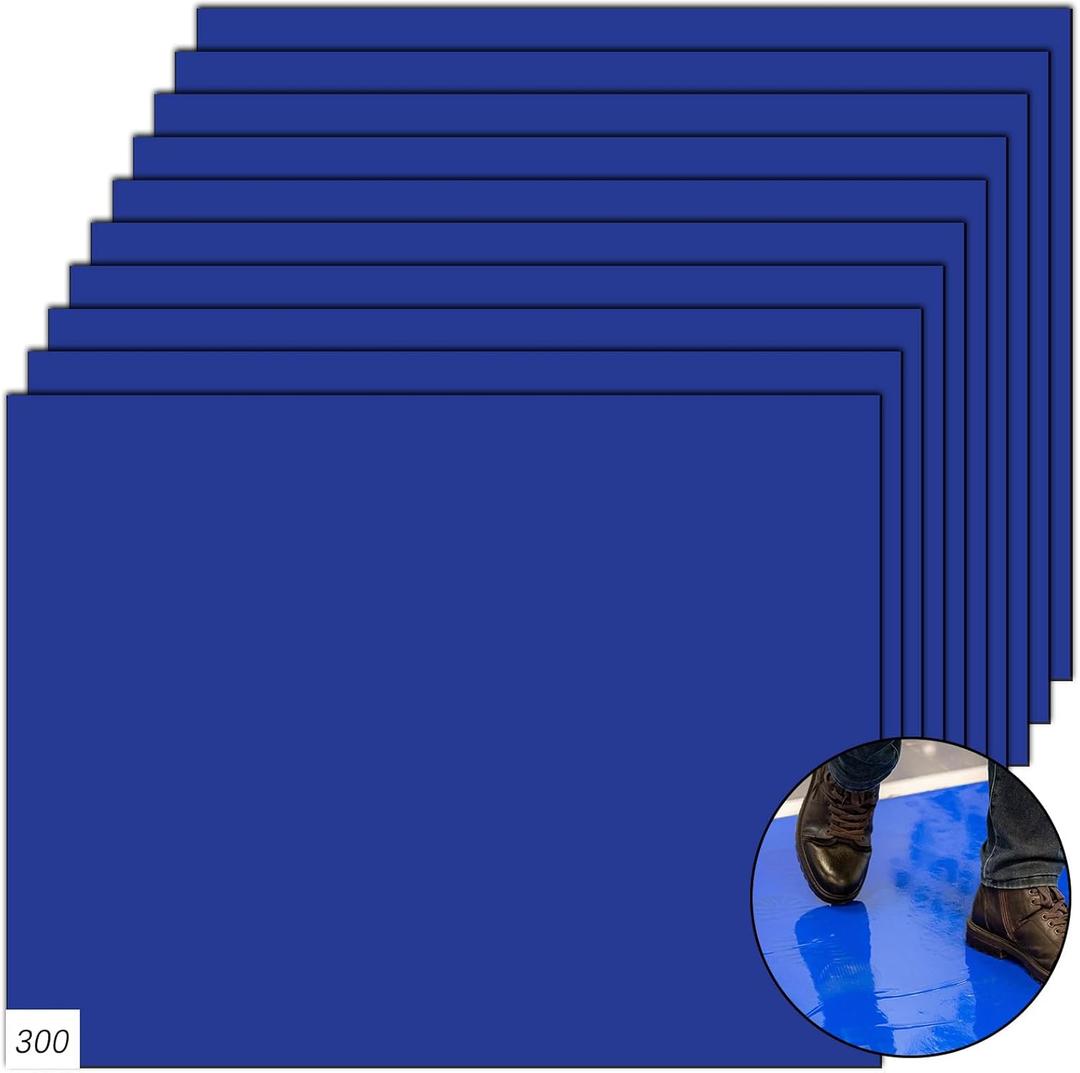 300 Sheets 17 x 13 Basketball Sticky Mats, Adhesive Mats for Replacement, Sticky Mat for Shoes, Construction, Laboratory, Hospital, Medical, Office, Gym (Blue)