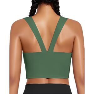 XUNYU High Support Sports Bra for Women Workout Tops Built in Bra Athletic Tank Top High Impact Padded Longline Yoga Bra (XL)