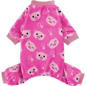 Kosiyi Dog Clothes for Small Dogs Girl Boy Puppy Pajamas, Stretch Fleece Winter Spring Doggie Outfit, Lightweight Velvet Pet Jumpsuit, Pjs, Onesies Dog Apparel, Pink Pig, XS