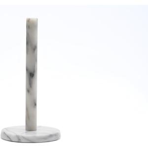 White Marble Paper Towel Holder 12.5" Deluxe Upright Towel Dispenser for Kitchen, Heavy Duty, Solid Standup