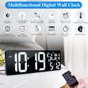 Large Digital Wall Clock with Remote Control 17.2" LED Large Display Timer with Temperature Date Week Auto DST Adjustable Brightness, Big Wall Alarm Clock for Living Room Office Garage Gym Seniors