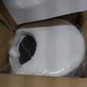 RUCUKEN Faux Fur White Small Vanity Chair & Stool - 13" Dx13 W Folding Back Storage Ottoman, Anti-Slip Golden V-Leg for Bedroom Makeup Room