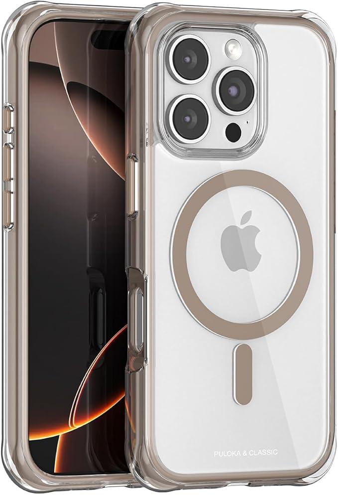 PULOKA for iPhone, Heavy Duty Shockproof Protection,Compatible with MagSafe Accessories,Drop Proof Cover (Gold, iPhone 16 Pro Max