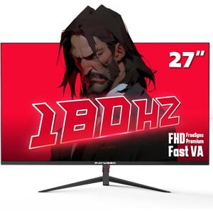 Raywego 27 Inch Gaming Monitor 180Hz Refresh Rate – Fast VA 1080p with 4000:1 Contrast Ratio, Adaptive-Sync, HDMI/DP/USB, VESA Mountable, 3-Side Borderless, FPS/RTS Game Modes
