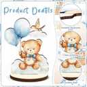 16 Pcs Wooden Baby Shower Table Centerpiece Blue Bear Tabletop Detachable Sign It's A Boy Gender Reveal Table Toppers Display Decoration Bear Birthday Photo Props Party Favor Supplies
