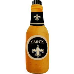 NFL New Orleans Saints Beer Bottle Plush Dog & CAT Squeak Toy - Cutest Stadium SODA Bottle Snack Plush Toy for Dogs & Cats with Inner Squeaker & Beautiful Football Team Name/Logo