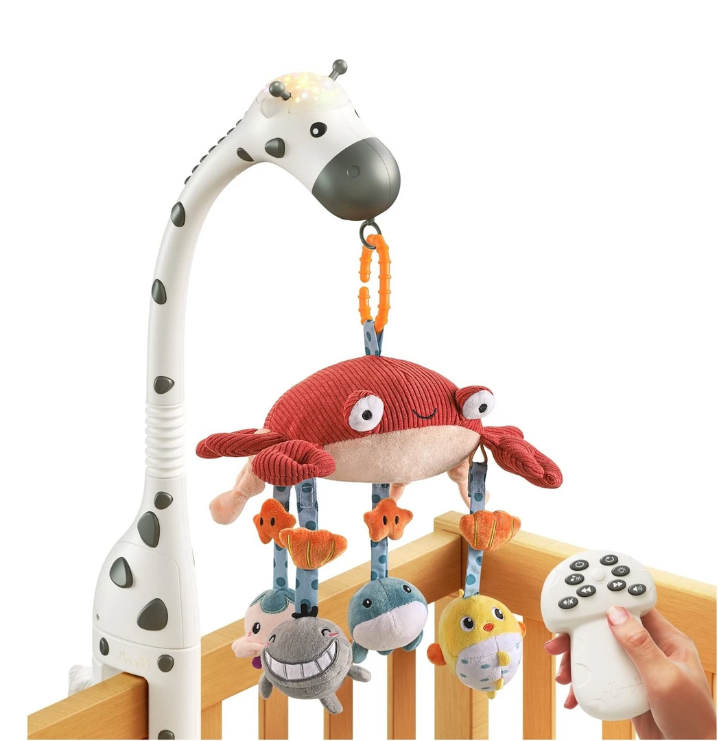 TUMAMA Baby Crib Mobile,3 in 1 Crib Toys with Remote Control,Projection Night Light, Music and White Noise, Mute Spin Motor Nursery Sensory Toys for Infant 0 3 6 9 Month Newborn Xmas Gift