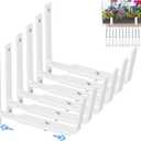 HFHOME 6 PCS Adjustable Planter Box Brackets (6 to 12.5 in), Universal Window Box Brackets, Heavy Duty Metal Flower Box Wall Mounting Hooks for Balcony, Fences, Patio, and Garden - White