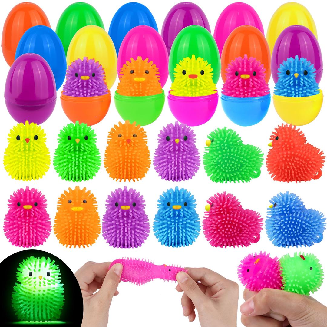 NAWITDA 36 Pack Easter Eggs Fillers with Mini Bunny Plush, Easter Eggs Filled with Toys Inside for Kids, Mini Stuffed Bunny Animals, Easter Basket Stuffers Easter Hunts Party Favors