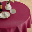 Decorelia Christmas Red Waterproof Round Table Cloth for Round,Decorative Farmhouse Tablecloths Table Cover for Holiday,Banquet,Dining& Kitchen (60 Inch,Round (2-4 Seats,Burgundy)