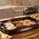 Cleansnap Everyday Electric Griddle, 20 Nonstick Grill with Foldable Anti-Mess Shield, 1700W Fast Heating, ILAG Ultimate Coating, Dishwasher-Safe Removable Plate, Midnight Black