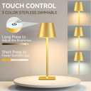 Yogaret 4 Pack Gold Rechargeable Led Cordless Table Lamps,Cordless Lamp with 6000mAh Battery Operated,Wireless Lamp for Restaurant Home Dinner Dining Kitchen Outdoor Patio,Waterproof & Portable