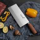 SHI BA ZI ZUO 8-inch Professional Cleaver - Stainless Steel Meat & Vegetable Knife with Non-stick Finish and Anti-slip Wooden Handle