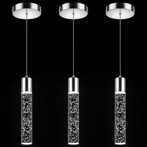 Pendant Lights Kitchen Island 3 Pack, 6500K Modern Kitchen Island Lights Ceiling Lighting Fixtures with Crystal Bubble, Integrated LED Cold White Hanging Light Dining Room Light (Brushed Nickel)