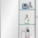 IDYLLOR Bathroom Medicine Cabinet with Beveled Edge Mirrored Door 16 x 22 inch, Recessed or Surface Mount, with Adjustable Glass Shelves (Matt White)