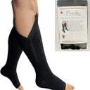 Presadee Original Open Toe 20-30 mmHg Firm Compression Circulation Zipper Socks (Black, 2X-Large)