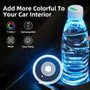 LED Car Cup Holder Lights, 7 Colors Changing USB Charging Mat Waterproof Cup Pad, LED Interior Atmosphere Lamp Decoration Light Inside Car Lighting Accessories (2pcs)