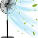 Pedestal Standing Oscillating Fan, 5000 CFM Industrial Metal Stand Fan 20 Inch, 4-Speed High Velocity Pedestal fans with Adjustable Height & Tilt, Industrial Use for Garage Outdoor Shop Warehouse Room