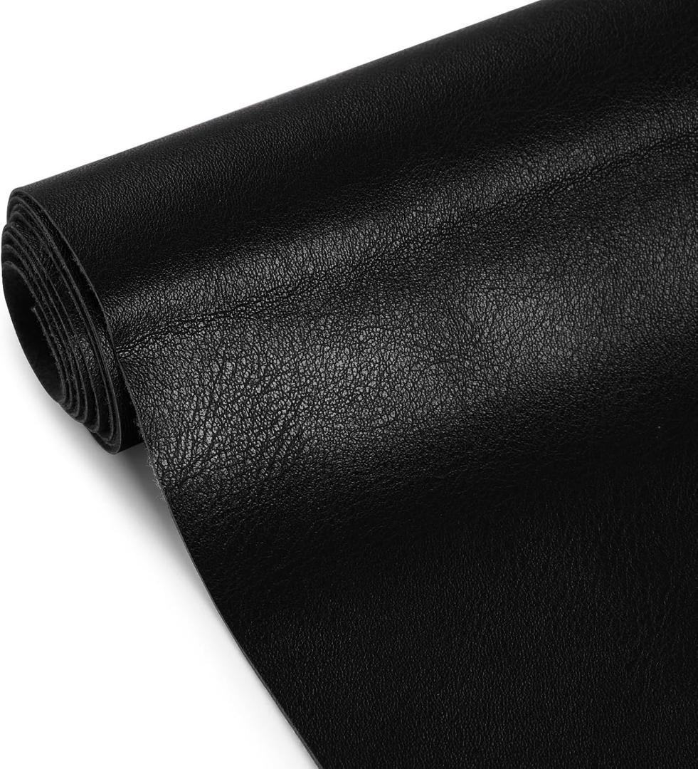 Faux Leather Fabric, Marine Vinyl Upholstery Fabric 55" x 36", 1.05mm Thick Soft Durable Synthetic Material for Sofa Chairs Bags Car Seats Furniture DIY Crafts Sewings, Black (Pre-cut 1 Yard (54" x 36"))