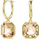 Swarovski Millenia drop earrings, Square cut, Caramel, Gold-tone Finish