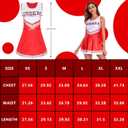 Women's Cheerleader Costume Outfit Cheer Dress with Pom Poms & Retro Striped Socks for Halloween Sports Events Theme Parties (Red, XS)