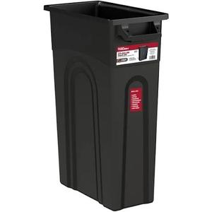 United Solutions Highboy Recycling Container, 23 Gallon, Space Saving Slim Profile and Easy Bag Removal for Indoor or Outdoor use, Black, With Cracks and Scratches