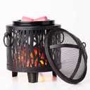 Fireplace Wax Warmer,Full Metal Wax Melt Warmer for Scented Wax Melts,Electric Wax Warmer,Candle Wax Burner Fragrance Warmer for Home Office Gifts & Decor(Dustproof Glass) (Fire Pit(black Brush Gold))