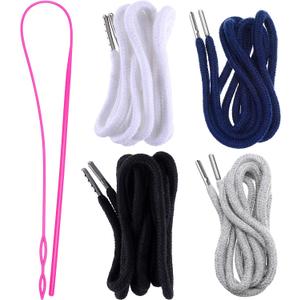 Drawstring Cords Replacement Drawstrings with Easy Threader for Sweatpants Shorts Pants Jackets Coats (Black, White, Grey, Navy Blue)