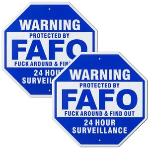 FAFO Security Sign, 2 Pack Fuck Around and Find Out Sign, 10" x 10" Rust Free Aluminum Reflective Warning Signs, Protected by FAFO, Home Security Signs for Yard FAFO Sign, UV Protected, Weatherproof