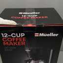 Mueller 12-Cup Drip Coffee Maker - Borosilicate Carafe, Auto-Off, Reusable Filter, Anti-Drip, Keep-Warm Function, Clear Water Level Window Coffee Machine, Kitchen Essentials & Accessories (Black)