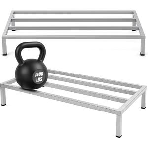 2 Pack Dunnage Rack 48" Long x 24" Wide, 7.9" Height Stainless Steel Shelf 3500+ Pound Capacity Commercial Food Floor Rack for Restaurants Kitchens Garages and Vehicles
