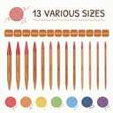 Eatbuy Circular Knitting Needles Set,13 Sizes Interchangeable Carbonized Bamboo Needles Set Crochet Needle with Storage Bag for DIY Handmade Knitting Projects