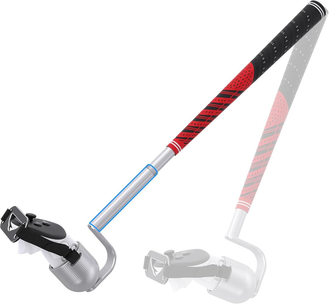 DGPCT VR Golf Club Attachment Compatible with Meta Oculus Quest 3S/3/2 Right Controller, Adjustable Length Golf Club for Quest 3S, 90 Degree and Keep Tracking Aluminium VR Golf Club Handle