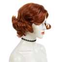 Short Ginger Auburn Wig Curly Natural Synthetic Copper Red Wig for Role Play,Party,Daily Use Costume Wig