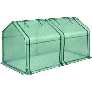 Quictent Portable Mini Cloche Greenhouse w/ Elevated Bottom, Roll-up Zippered Window Waterproof UV-Resistant Hot House for Indoor Outdoor Gaden, Plus 50 T-Shaped Plant Tag, 71" x 36" x 36" (Green)