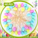 Sanwuta 40 Pcs Easter Egg Picks Pastel Foam Floral Sticks Easter Decorations for Home Vase Filler Floral Arrangement Spring Table Centerpiece Basket Decor DIY Crafts(Lively Colors)