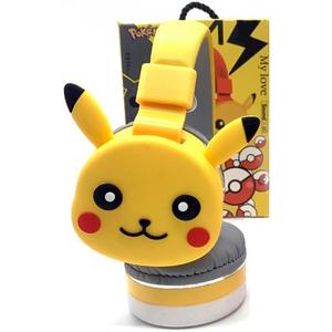 Wireless headset kids headphones cute earphones bluetooth headset headphone for boys girls, canceling noise with mic. Audfonos para nios y nias con microfono (Pika, Yellow), AH-806D