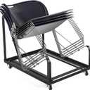 Sled Base Stack Chair Dolly for Stackable Chairs Heavy Duty Black Chair Base with Wheels Powder Coated Steel Frame for Party Event, Hotel